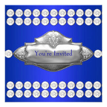 Royal Blue White Diamond Blue Corporate Party Custom Announcements