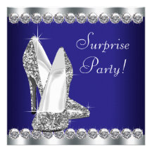 Royal Blue Womans Surprise Birthday Party Personalised Announcement