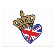 Royal Crowm UK Heart Flag Postcards