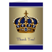 Royal Navy Blue Gold Crown Thank You Cards