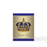 Royal Navy Blue Gold Jewel Crown Thank You Cards