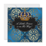 Royal Navy Blue Gold Prince Baby Boy Shower Personalised Announcement