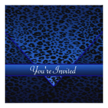 Royal Navy Blue Leopard Party Personalised Invite