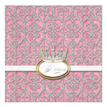 Royal Princess Crown Baby Girl Birth Announcement