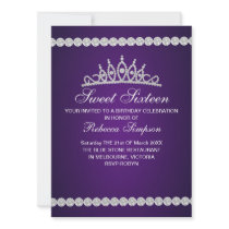 Royal Purple Tiara Birthday Invitation