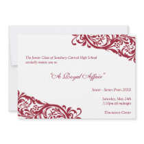 Royal red traditional  junior formals senior prom personalized invites