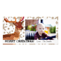 Royal Reindeer Snowflakes Christmas Photo Card