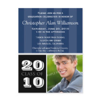 Royal Stripes Graduation Announcement (navy) Post Card