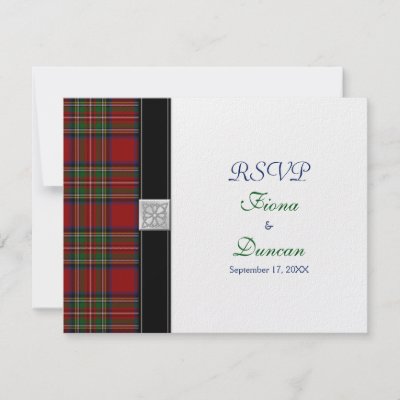 Royal Stuart Tartan Celtic Wedding Response Card by wasootch