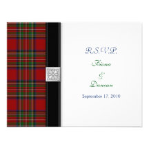 Royal Stuart Tartan Celtic Wedding Response Card Announcement