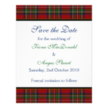 Royal Stuart Tartan Wedding Save the Date Card Invite
