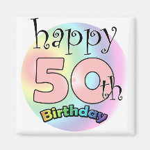 Roze Happy 50th Birthday Koelkast Magneten