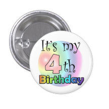 Roze It's my 4th Birthday Speld Button