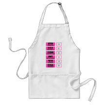 RPG Ability Score (Pink & Black) Aprons