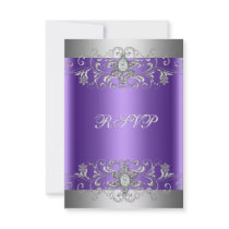RSVP Birthday Party Purple Silver Diamond