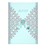 RSVP Birthday Party Teal Blue Silver White Diamond Announcement