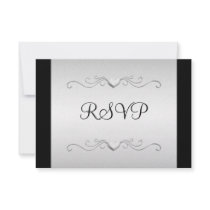 RSVP Black Silver Love Hearts All Events Custom Invitation