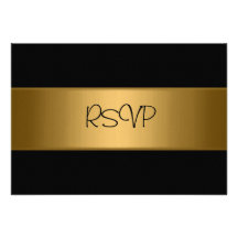 RSVP Card All Events Elegant Black Bronze Gold Personalized Announcement