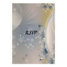RSVP Card White Blue Flowers Personalized Invite
