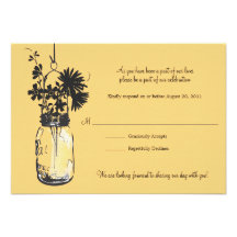 RSVP Card Wild Flowers & Mason Jar Personalised Announcement