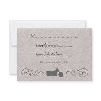 RSVP Card with Faux Embossed Motorcycle Announcement