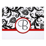 RSVP Cards-Black & White Damask Red Trim Personalised Announcement
