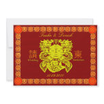 RSVP Chinese wedding red dragon invitation card