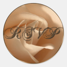 RSVP Cream Rose Wedding Invitation Envelope Seal Sticker