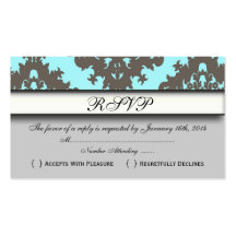 RSVP Damask Vintage Custom Wedding Response Card Business Cards