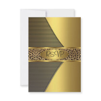 RSVP Gold Black Leopard Invite Birthday Party