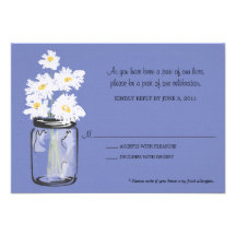 RSVP - Mason Jar filled with White Daisies Personalized Announcement