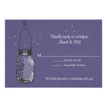 RSVP Mason Jar & Fireflies Wedding Personalized Invitations