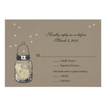RSVP Mason Jar & Fireflies Wedding Invites