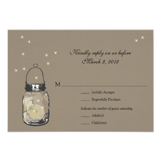 RSVP Mason Jar & Fireflies Wedding Invites