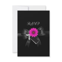 RSVP Party Black White Pink Flower Bow