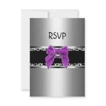 RSVP Purple Silver Black Zebra Leopard Invites