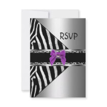 RSVP Purple Silver Black Zebra Leopard Personalized Invites