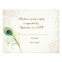 RSVP Response Cards - Vintage Peacock & Etchings Custom Invite