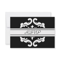 RSVP Response in Stylish Black & White Damask