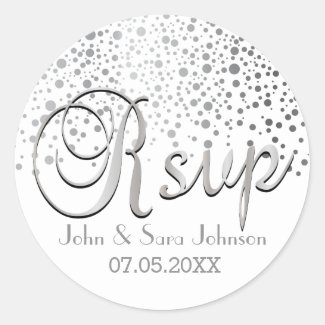 RSVP | Silver Dots | Personalise Round Sticker