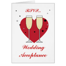 RSVP Wedding Acceptance toast glasses card