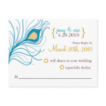 RSVP Wedding Postcard Peacock Feather