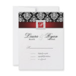 RSVP Wedding Reply Card Jewel Black Red White