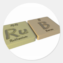 Rub as Ru Ruthenium and B Boron Round Sticker
