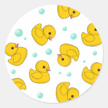 Rubber Duck Pattern Round Stickers