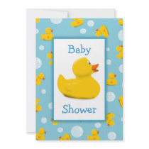 Rubber Ducky and Bubbles Theme Baby Shower Personalised Invitation