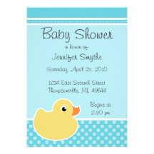 Rubber Ducky Aqua Baby Shower Invitations