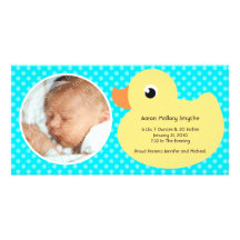 Rubber Ducky Bubble Frame New Baby Photo Cards