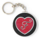 Ruby and Onyx Heart Monogrammed Keychain