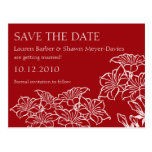 Ruby Floral Outlines Save The Date Postcard